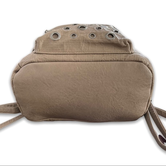 Unique Fashion Backpack Brown Beige Grommets Fashion Bag Made and Bought Greece‎ - Picture 11 of 15